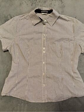 Riders Short Sleeve Button-Down Shirt in Black & White Check